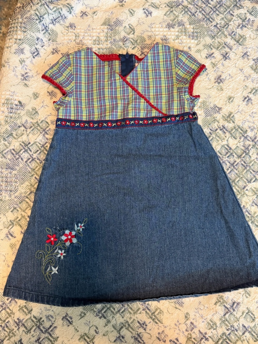 American Girl Dress Size 4T Bitty Twin Matching Plaid Denim Dress For Girls